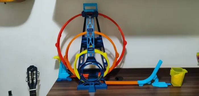Pista de percurso e veículo hot wheels track builder looping triplo mattel