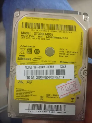 HD 320GB Seagate/Samsung SATA 2.5" (Notebook / Case) - 100% Saúde