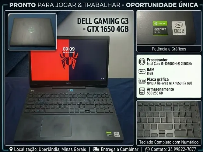 Notebook Dell Gamer G3 i5-10300H / 8GB RAM / GTX 1650 / SSD256Gb