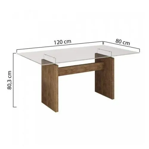 Mesa de Jantar Elegante com Tampo de Vidro