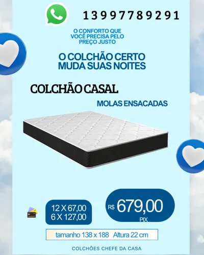 Colchão Casal Molas ensacadas A pronta entrega 