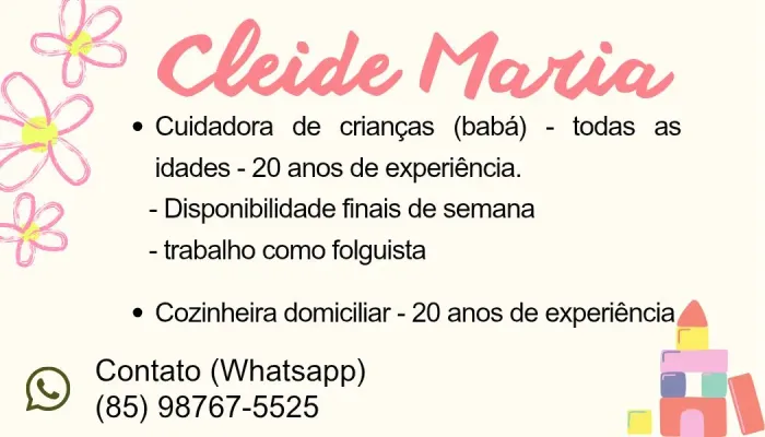 Babá com 20 anos de experiência!