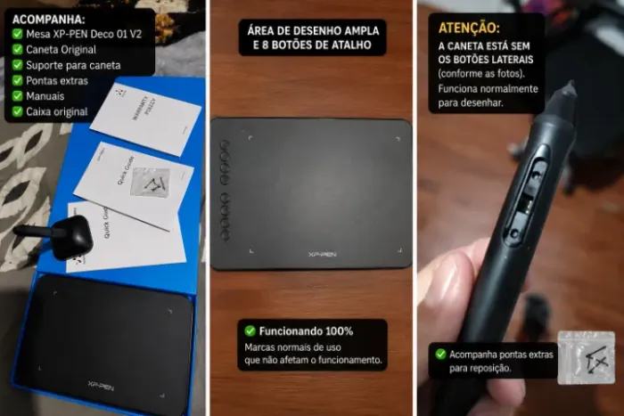 Mesa Digitalizadora XP-PEN Deco 01 V2 + Caixa + Acessórios | Leia a descrição!