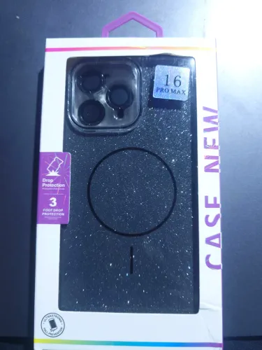 Capa luxo magnetica iphone 16 pro max (preto brilhante)