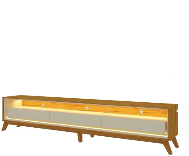 Rack com LED MDF 260CM pés em madeira maciça