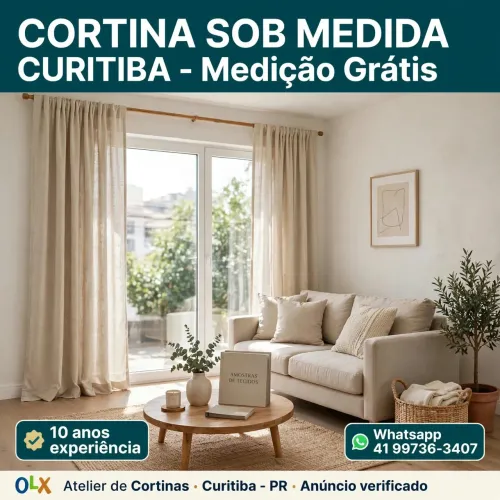 Cortina Sob Medida Curitiba - 10 Anos - Medição Grátis
