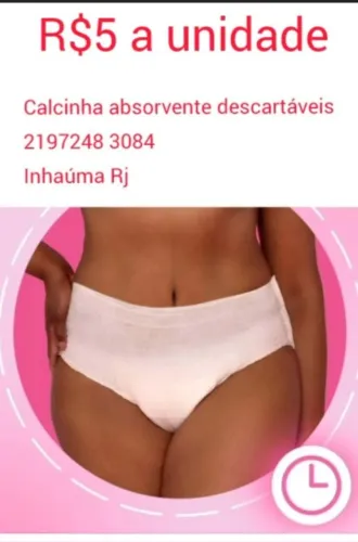 Calcinha absorvente descartáveis 