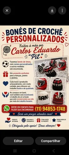 Boné de croche personalizado 