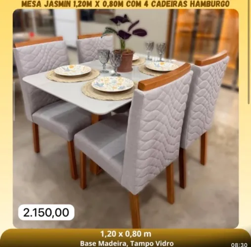 Mesa Jasmin 4 cadeiras