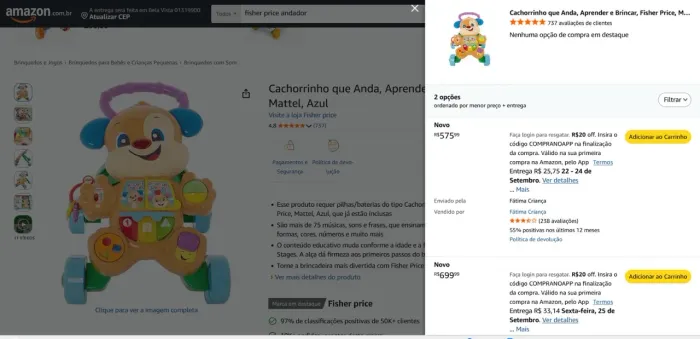 Carrinho que Anda, Aprender e Brincar Fisher Price