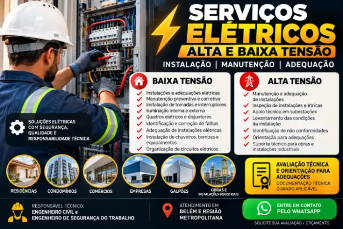 Eletricista Serviços Elétricos - Alta e Baixa Tensão | Instalação e Manutenção