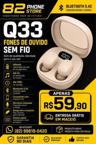 Fone Bluetooth Q33 Novo Entrega Grátis 