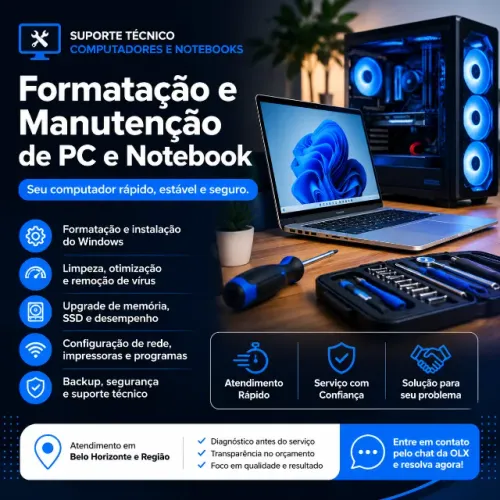 Formatação e Manutenção de PC e Notebook ? Atendimento em BH e região