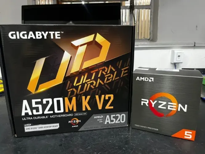 Kit Upgrade Amd Ryzen 5 5500 + Placa Mãe A520m-k Gigabyte Cor Preto