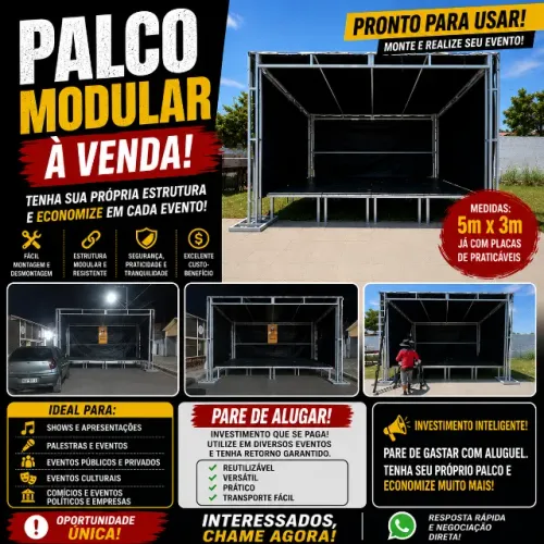 OPORTUNIDADE ÚNICA! PALCO MODULAR 5x3m À VENDA ?