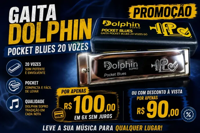 Gaita Dolphin pocket blues 20 vozes promoção