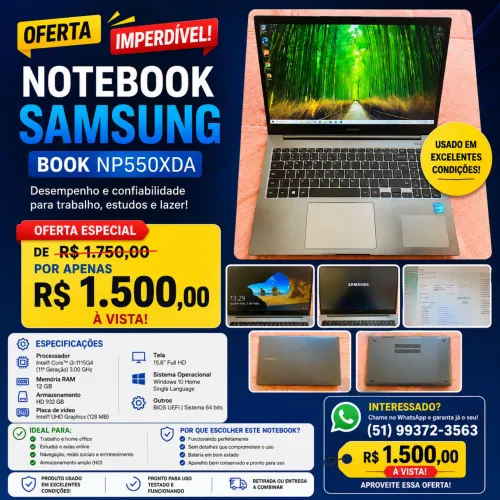 Notebook Samsung Book - NP550XDA