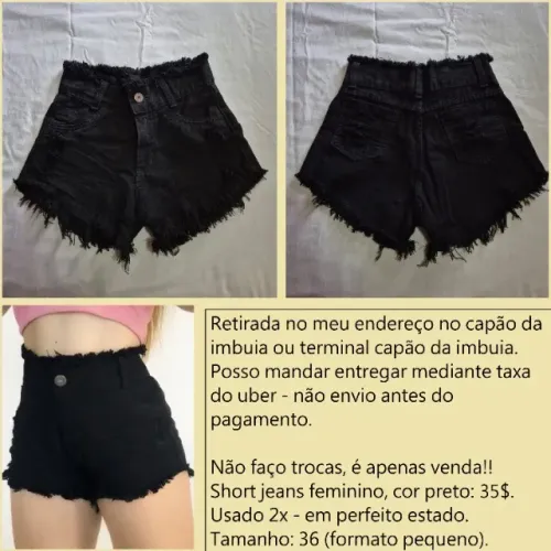 Short jeans preto 36, perfeito estado