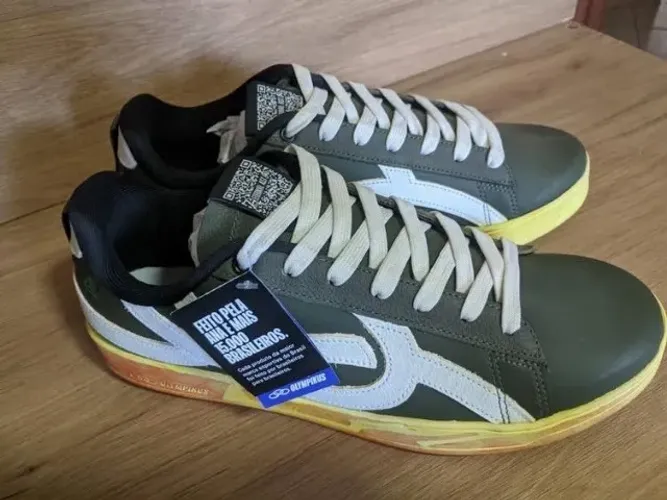 Tênis casual OLYMPIKUS Eternal Ast (verde oliva, solado amarelo claro) masculino nº39