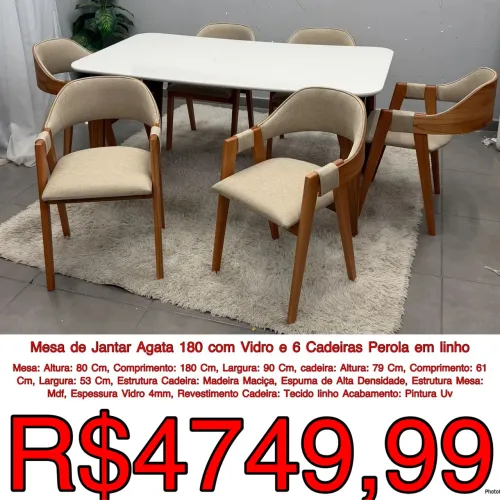 Mesa jantar com 6 cadeiras pérola / frete grátis / pague na entrega 