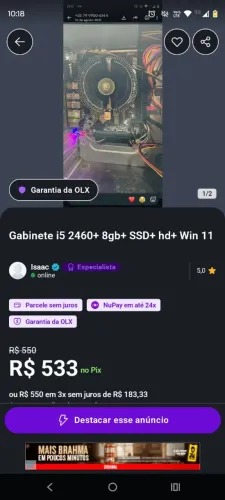 Gabinete i5 2° +8gb ddr3 +SSD+hd