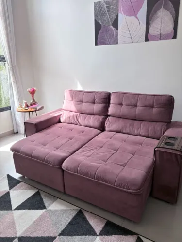 Conjunto Completo para Sala - Sofá 2 Lugares + Tapete + Quadros