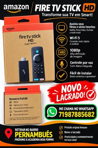 Amazon fire stick HD - Novo Lacrado