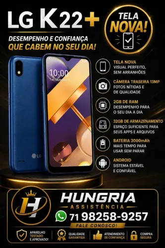 LG K22 tela nova