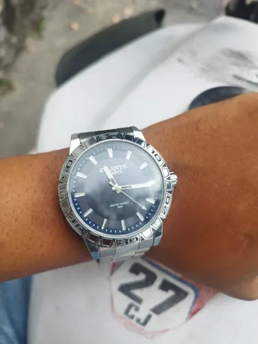 Relógio Atlantis Quartz Masculino Preto Prateado