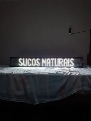 Letreiro Luminoso Propaganda 127V Painel Display Led Digital 130 x 20 Externo Branco Wi-Fi
