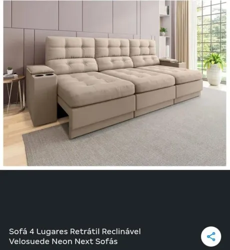 Sofá retrátil inclinável já impermeabilizado 4 lugares