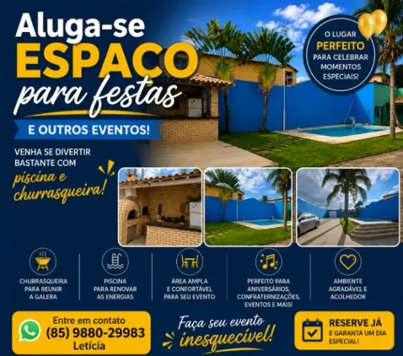 Espaço para Festas com Piscina, Churrasqueira e Forno de Pizza | Casamentos, Aniversário