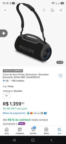 Caixa de som Philips Boombeat/Boombox