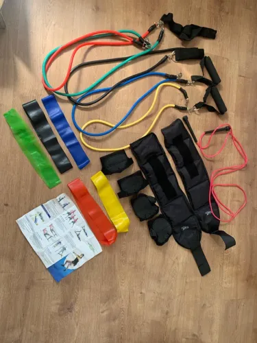 Kit de elástico para exercício e 1 par de peso de 1kg cada