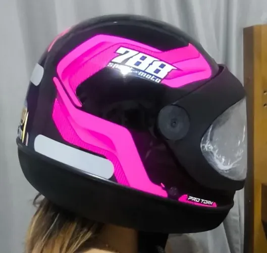 capacete protork rosa, tam 60