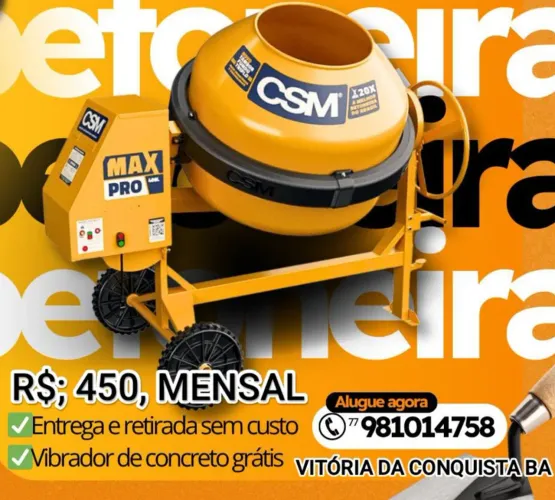 BETONEIRA R$ 450, zap * GRÁTIS ENTREGA RETIRADA E VIBRADOR DE CONCRETO