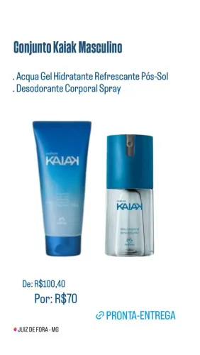 Conjunto Kaiak Natura Masculino - Acqua Gel Hidratante Pós-Sol e Desodorante Spray