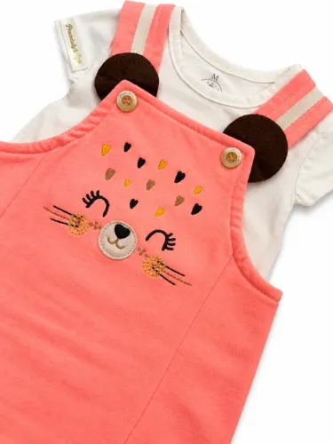Jardineira Infantil bebê Rosa com blusinha