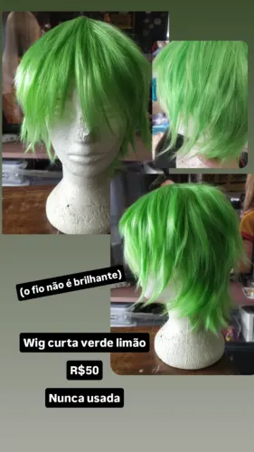 Wig Peruca Cosplay Verde Limão Curta 