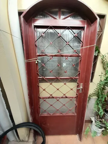 Porta De Ferro Antiga Em Arco Completa Com Portal E Fechadura Nova