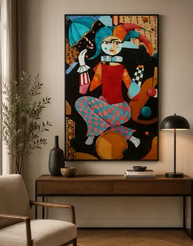 Super oferta tempo limitado/Pintura circense moderna óleo sobre tela 