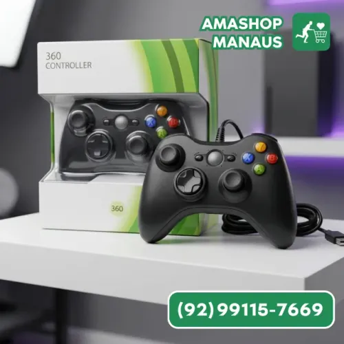 Controle Xbox Com Fio Manete Joystick Cabo Longo