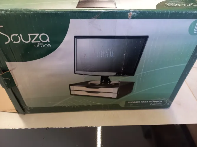 Suporte para monitor 2 gavetas mdf preto