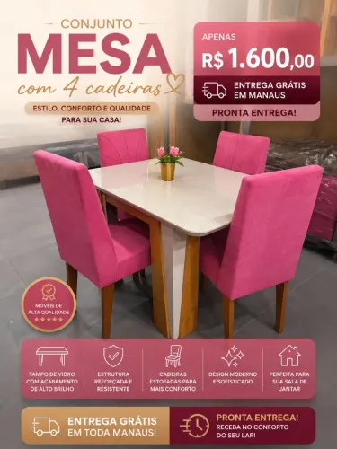 Mesa 4 cadeiras em oferta pronta entrega ?