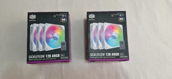 02 Kits 3x fans de gabinete Cooler Master SickleFlow ARGB 120mm White