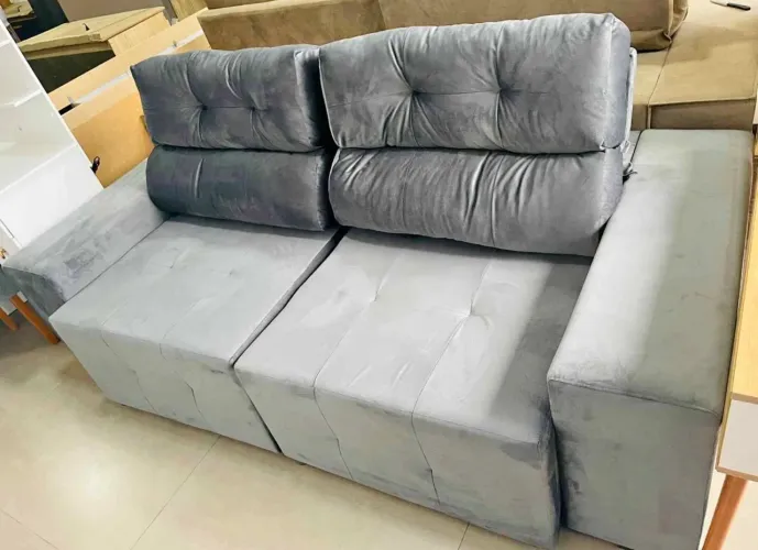 Sofá retratil e reclinável 2.30 mt cinza novo
