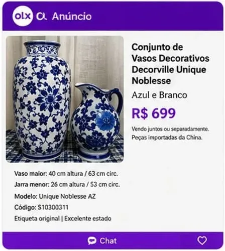 Conjunto de Vasos Decorativos Decorville Unique Noblesse