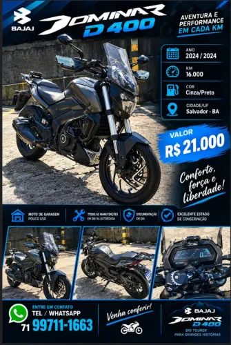 Bajaj Dominar D400 2024/2024 | 16.000 km | Impecável | R$ 21.000