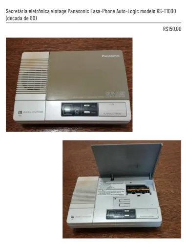 Secretária Eletrônica Vintage Panasonic Easa-Phone Auto-Logic Modelo KS-T1000 (dec. 1980)