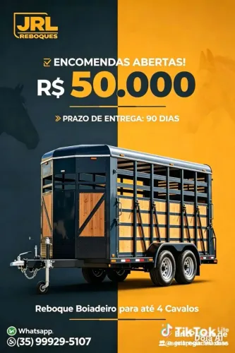 Reboque BOIADEIRO para até 4 cavalo para até 3.500 PBT
